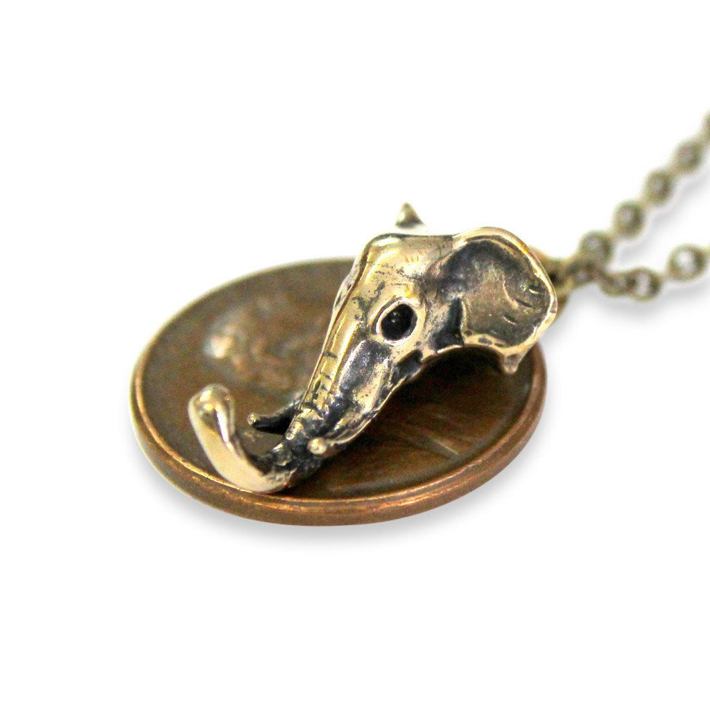 Tiny African Elephant Head Pendant Necklace