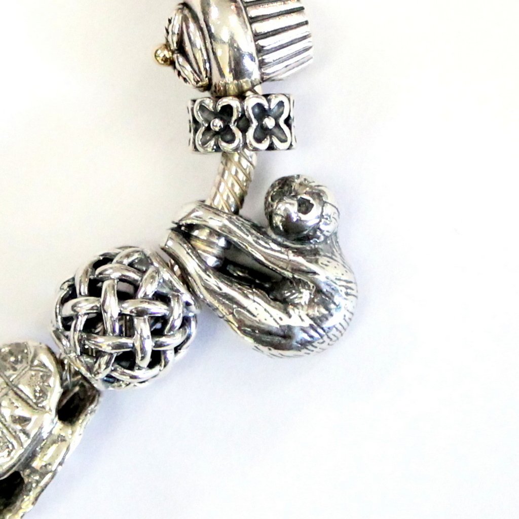 Baby Sloth Charm in Sterling SIlver