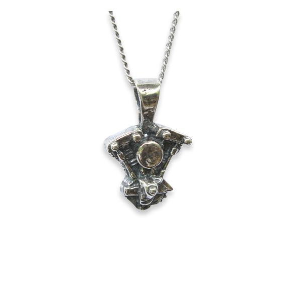 Silver Motorcycle Engine Pendant Harley Davidson V Twin Shovelhead Motorcycle Engine Necklace