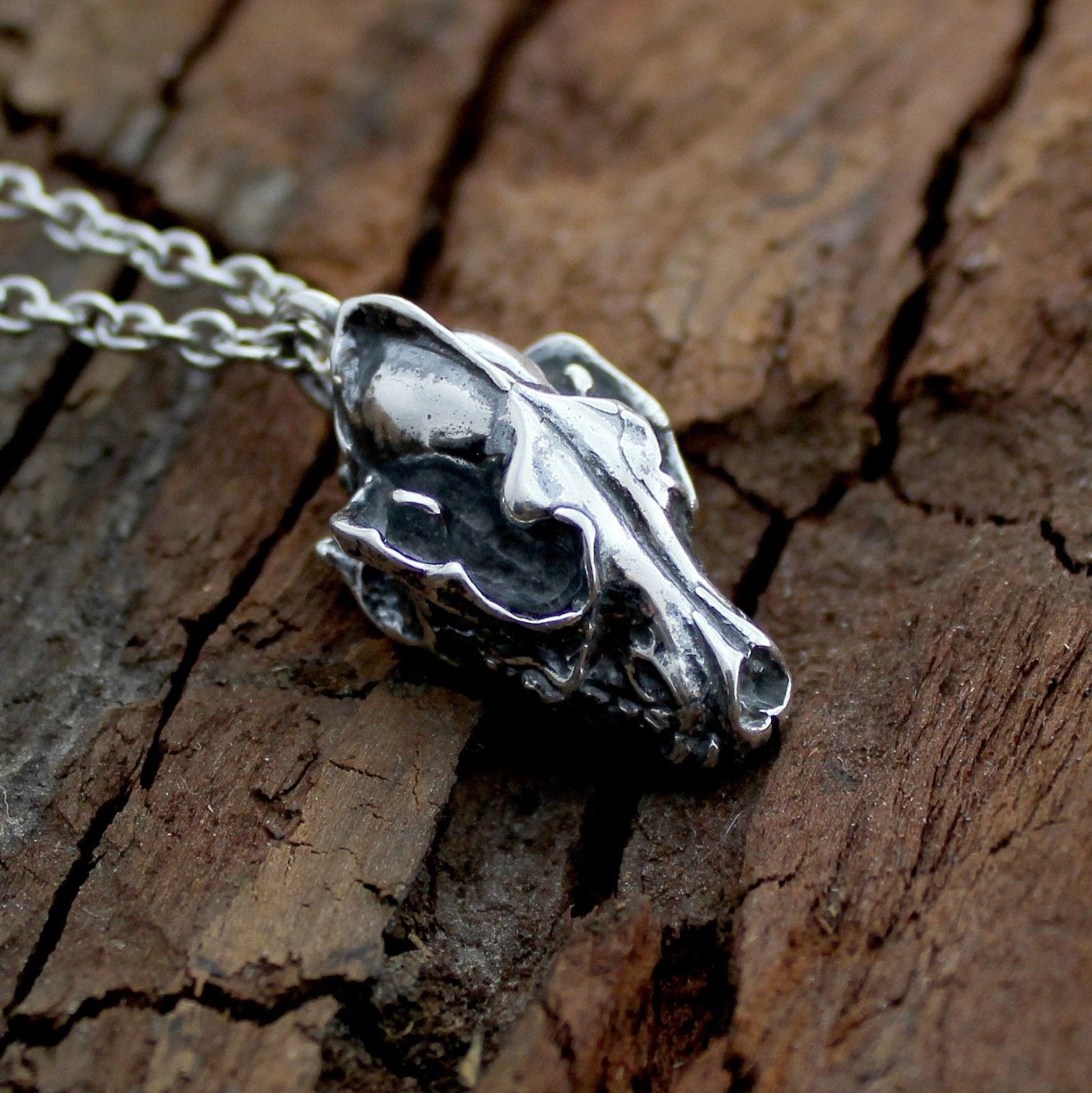 Wolf Skull Pendant Charm Necklace