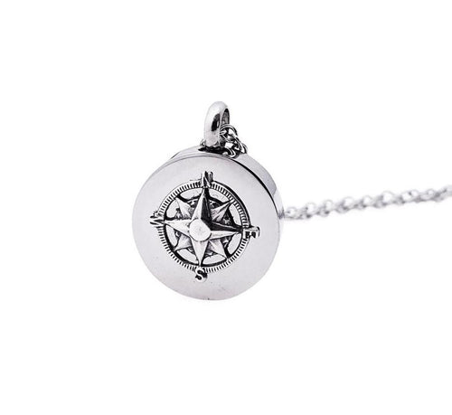 Sterling Silver Compass Rose Cremation Urn - Custom Engraving Available