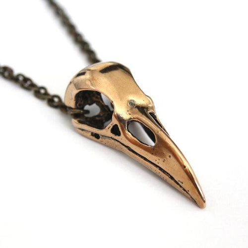 Large Raven Skull Necklace