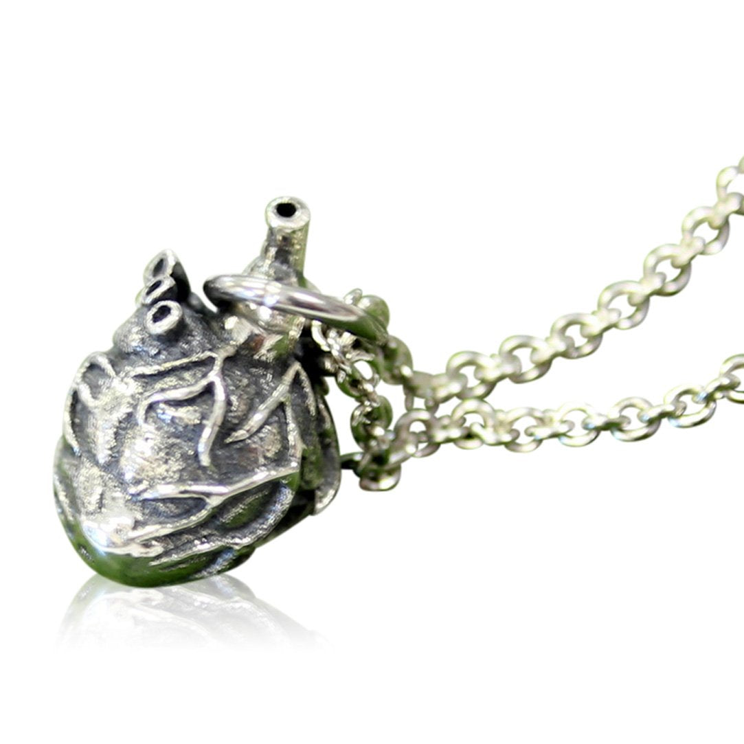 Anatomical Heart Charm Necklace Little Solid Sterling Silver Anatomic Heart Pendant Necklace
