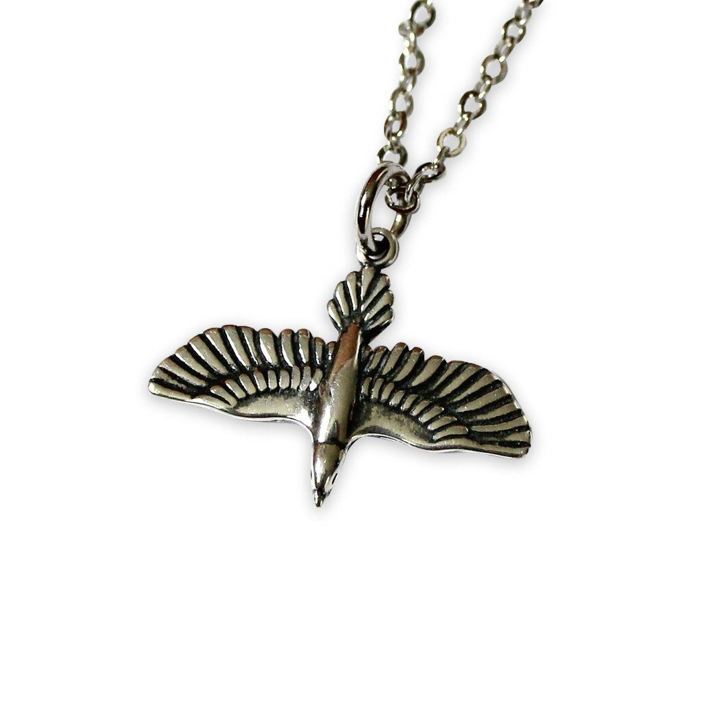 Soaring Raven In Flight Pendant Necklace