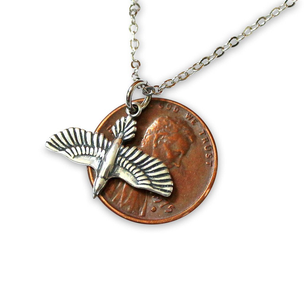 Soaring Raven In Flight Pendant Necklace