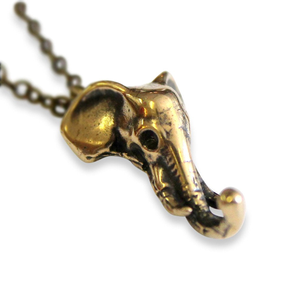 Tiny African Elephant Head Pendant Necklace