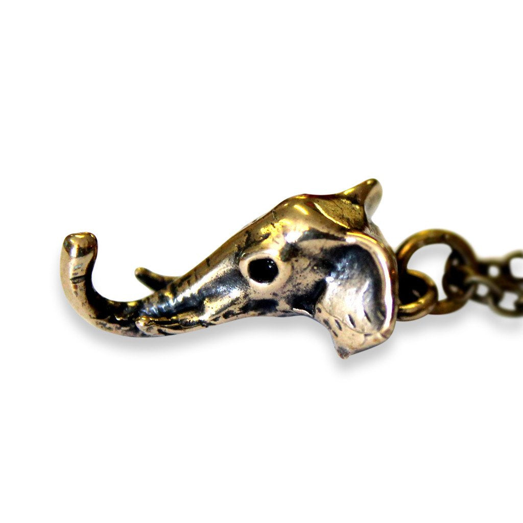 Tiny African Elephant Head Pendant Necklace