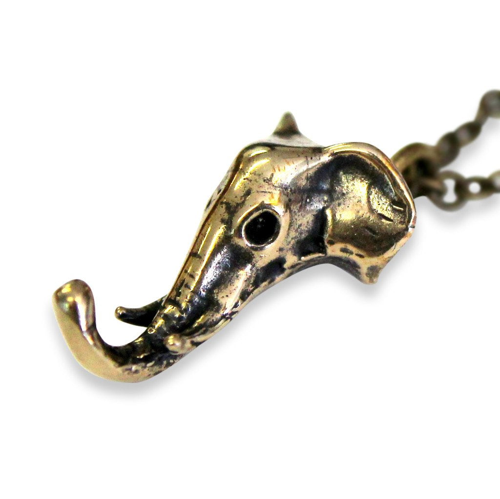 Tiny African Elephant Head Pendant Necklace
