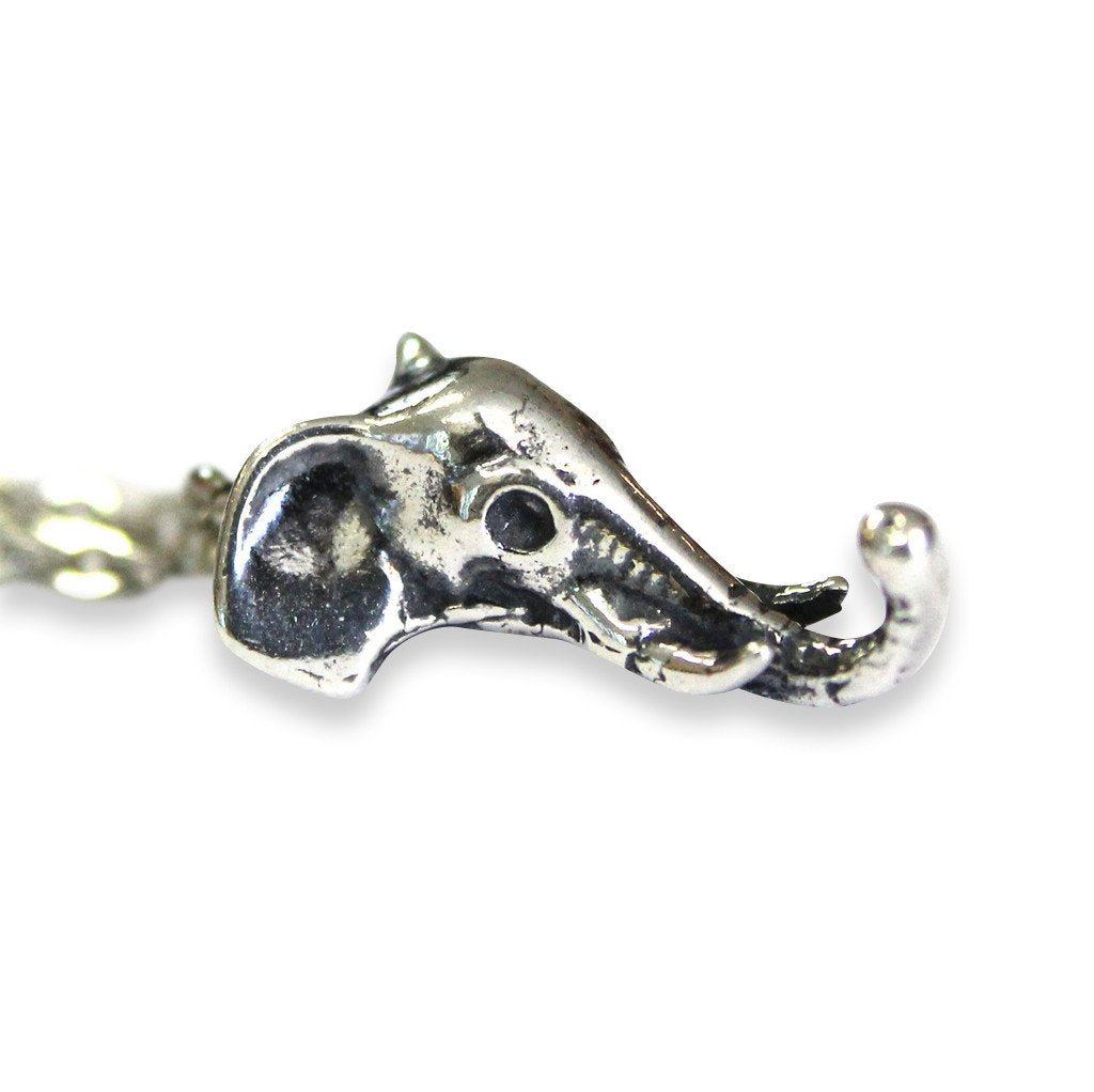 Tiny African Elephant Head Pendant Necklace
