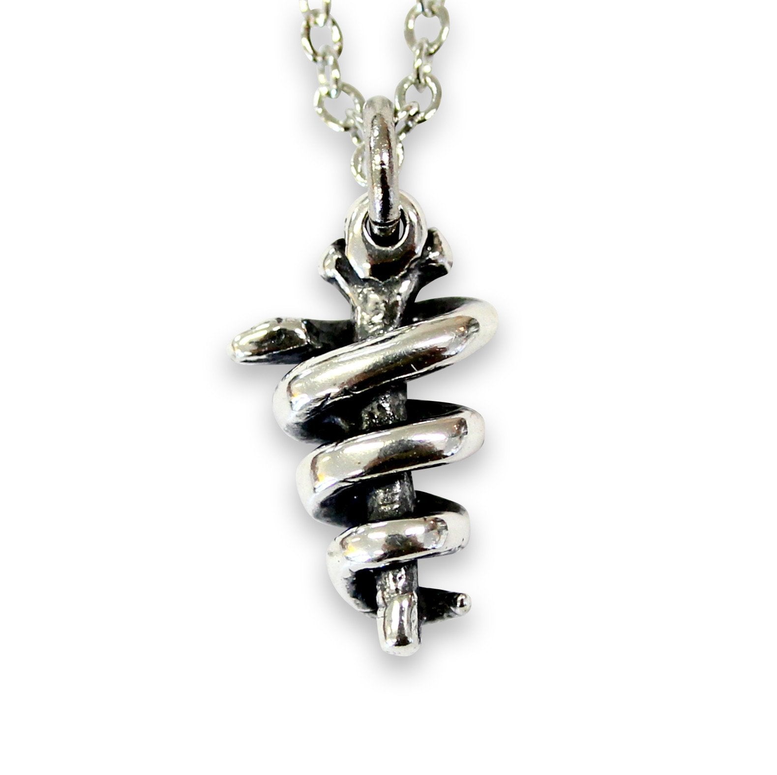 3D Sterling Silver Rod of Asclepius