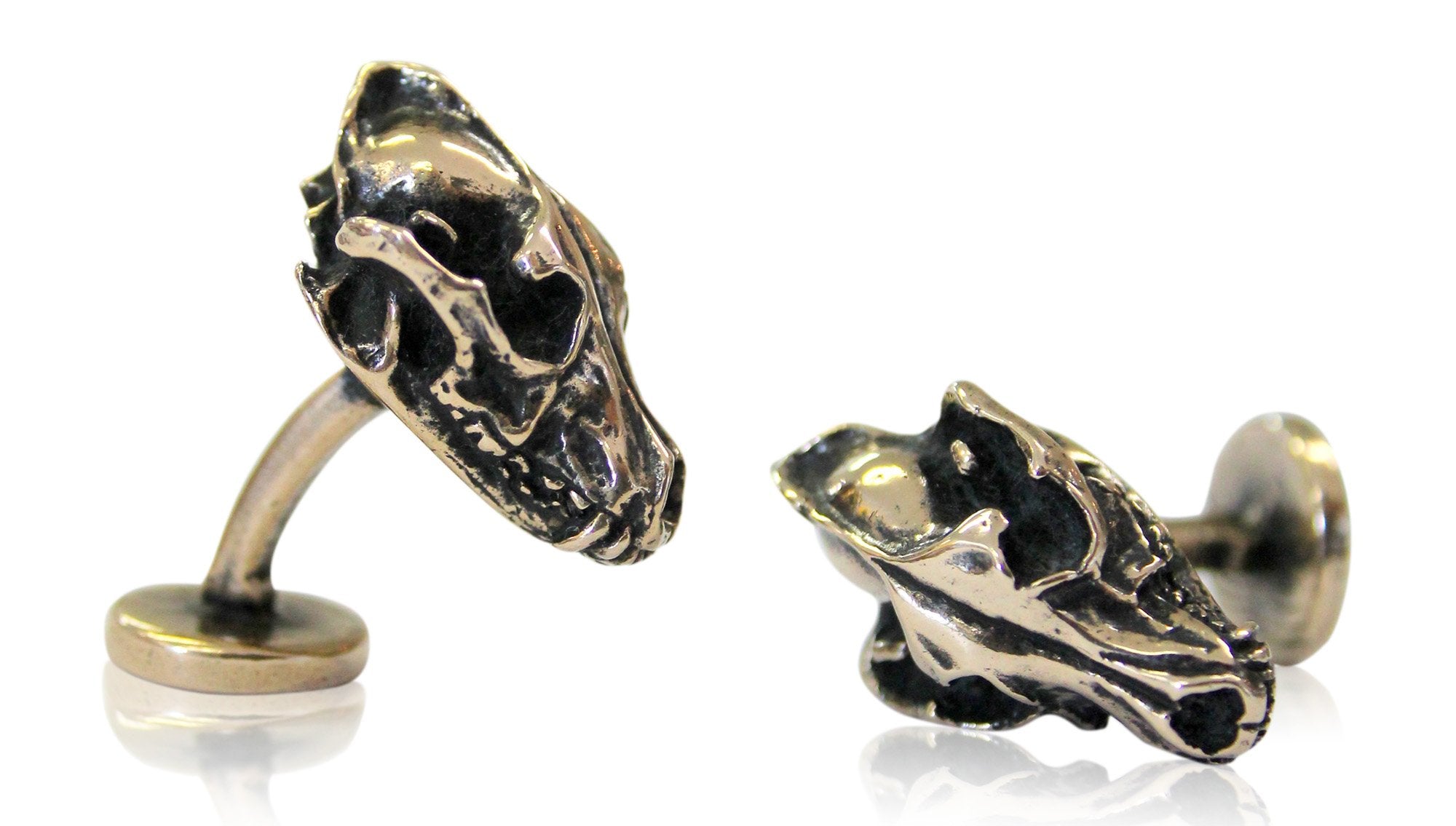 Wolf Skull Cufflinks Silver Wolf Skull Cuff Links Wolf Skull Jewelry Mens Accessories
