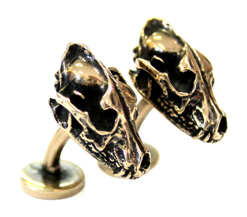 Wolf Skull Cufflinks Silver Wolf Skull Cuff Links Wolf Skull Jewelry Mens Accessories