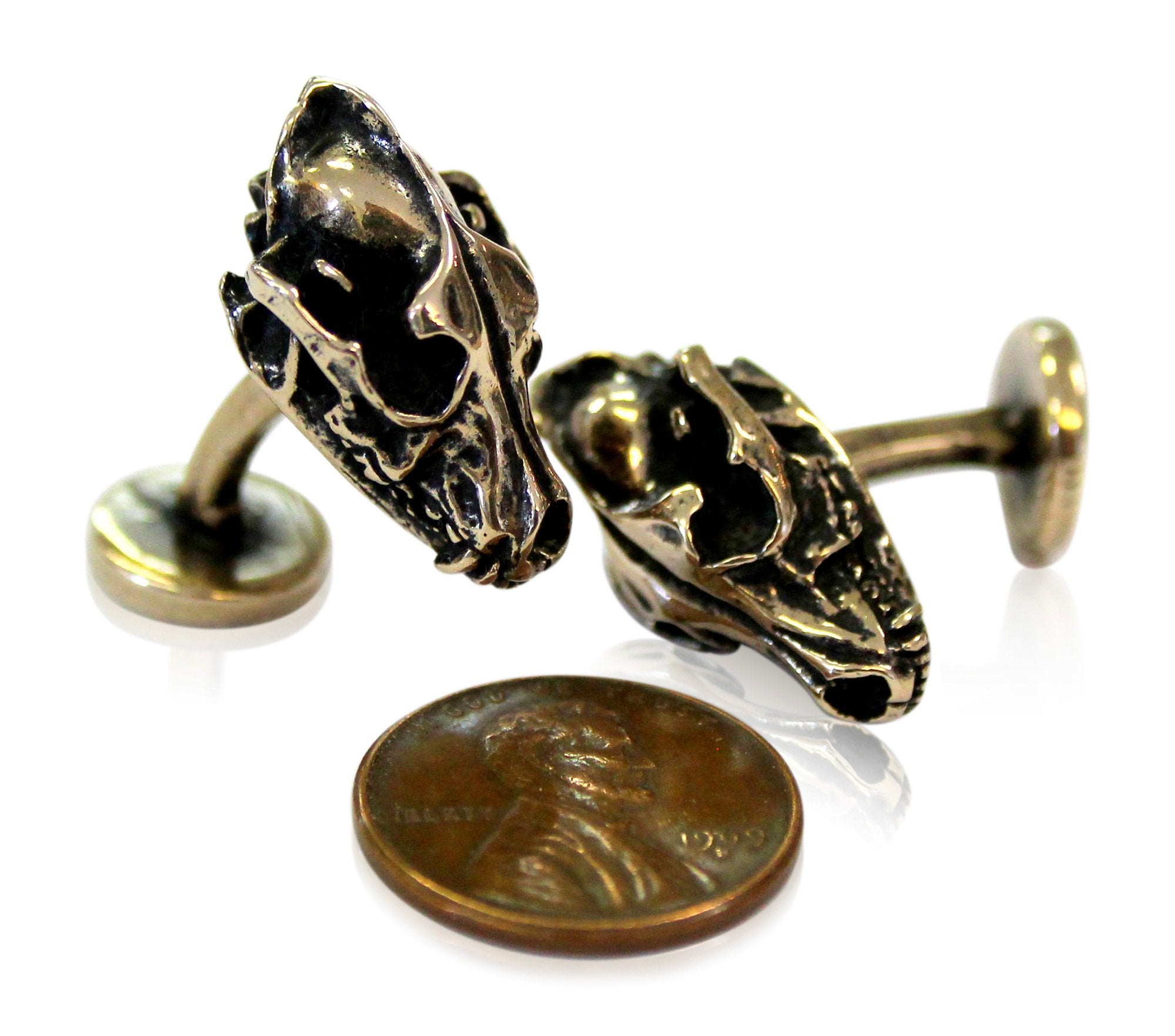 Wolf Skull Cufflinks Silver Wolf Skull Cuff Links Wolf Skull Jewelry Mens Accessories