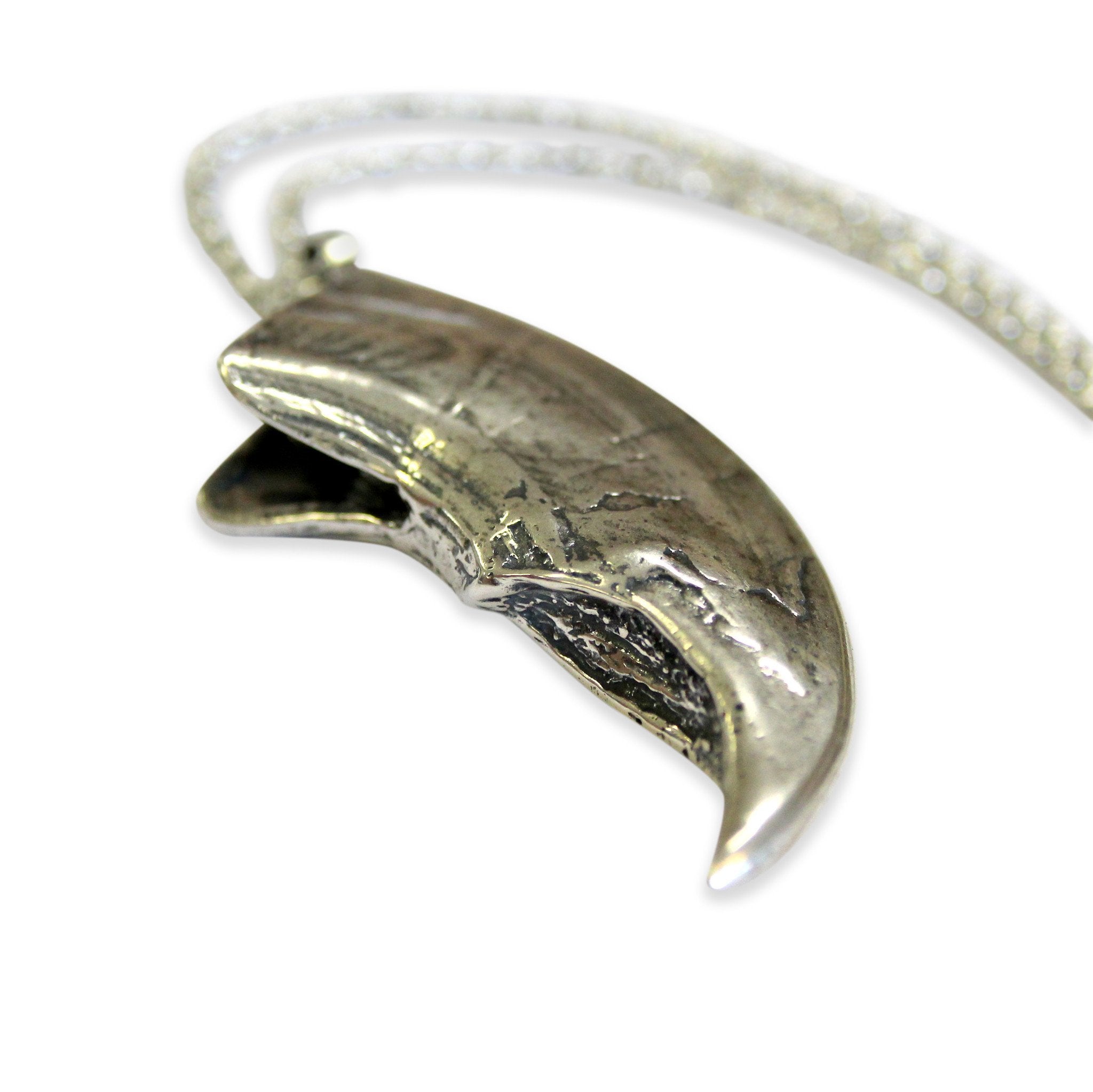 Silver Polar Bear Claw Pendant Necklace