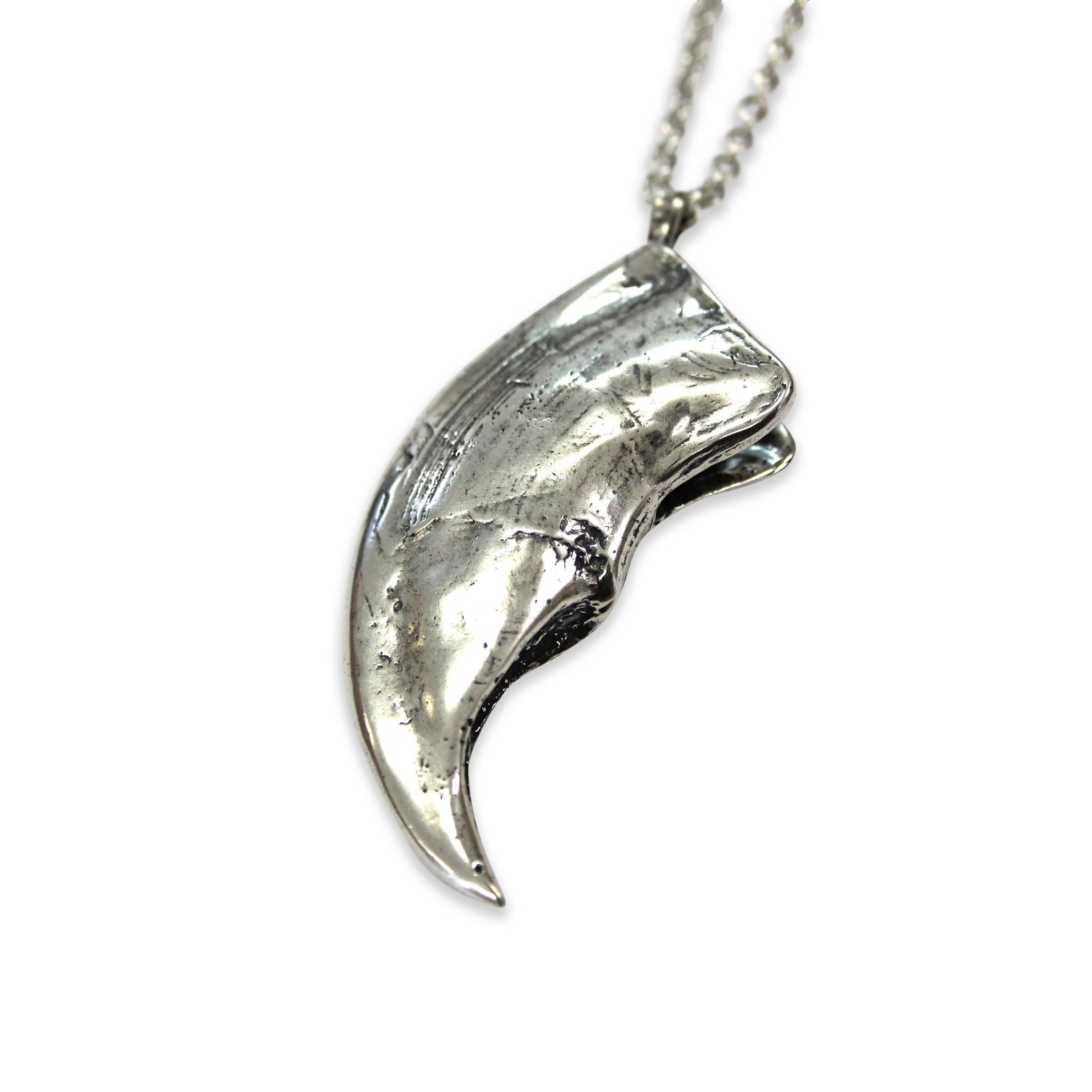 Silver Polar Bear Claw Pendant Necklace