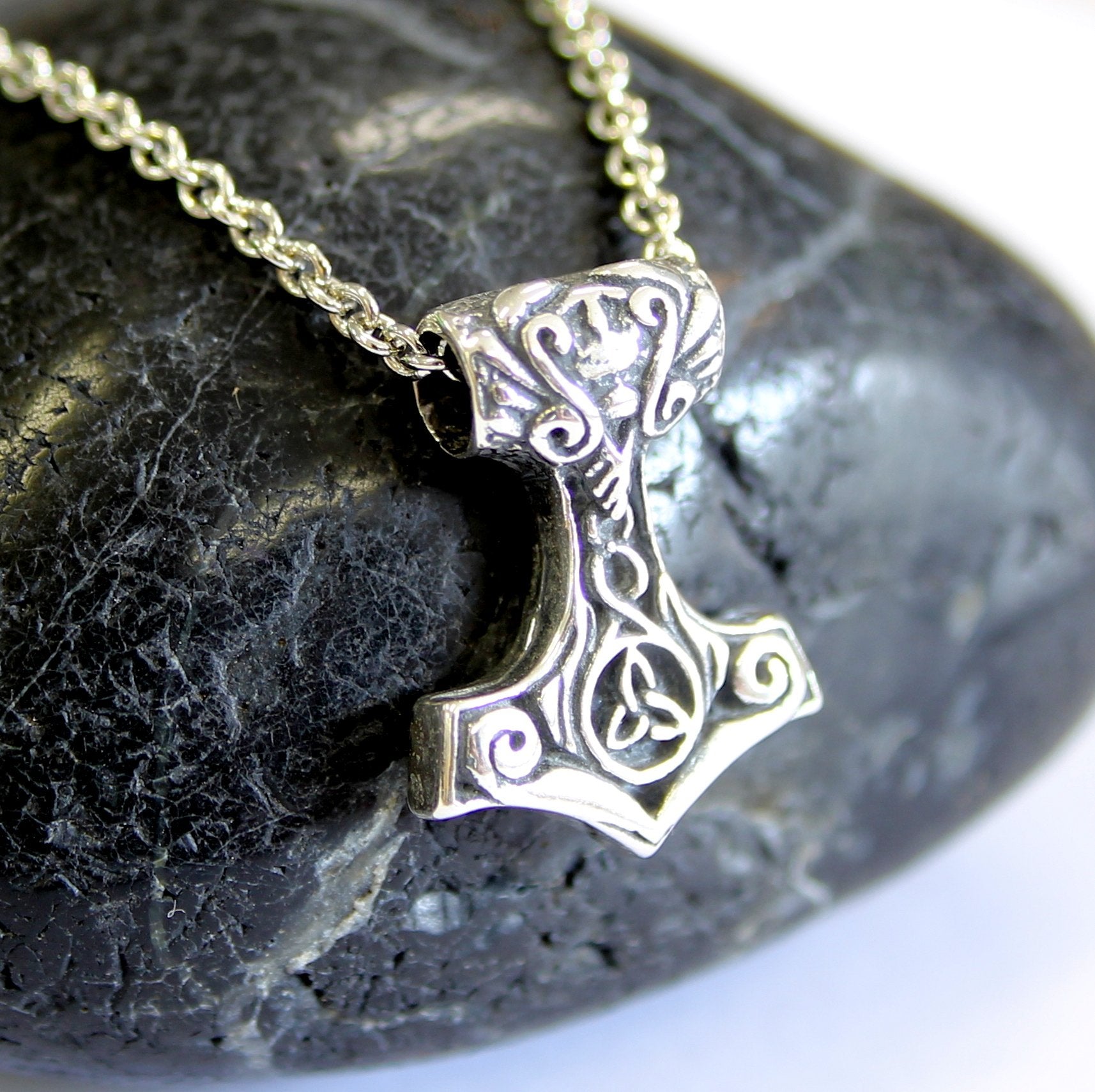 Ladies Mjolnir Necklace Ladies Thors Hammer in Solid Sterling Silver