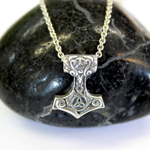 Ladies Mjolnir Necklace Ladies Thors Hammer in Solid Sterling Silver