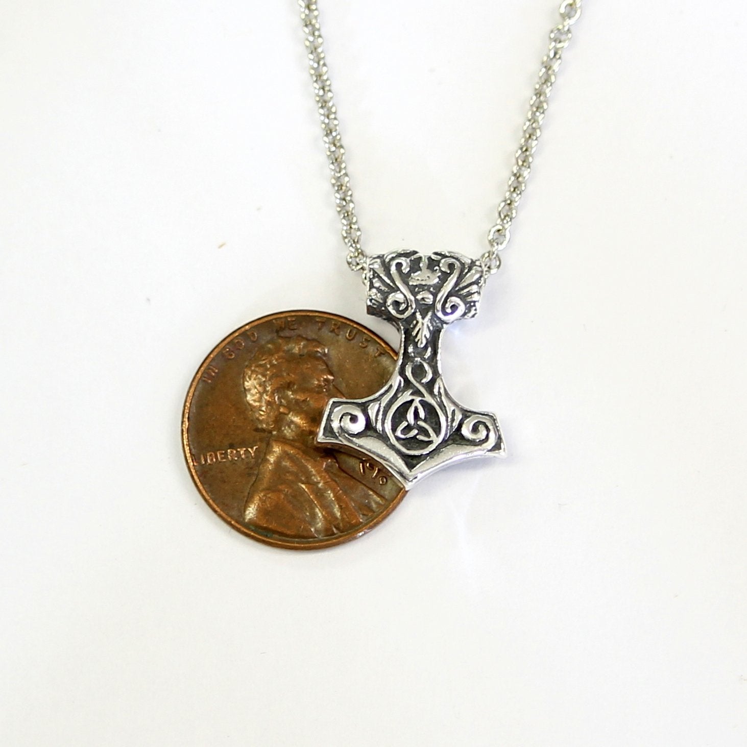Ladies Mjolnir Necklace Ladies Thors Hammer in Solid Sterling Silver
