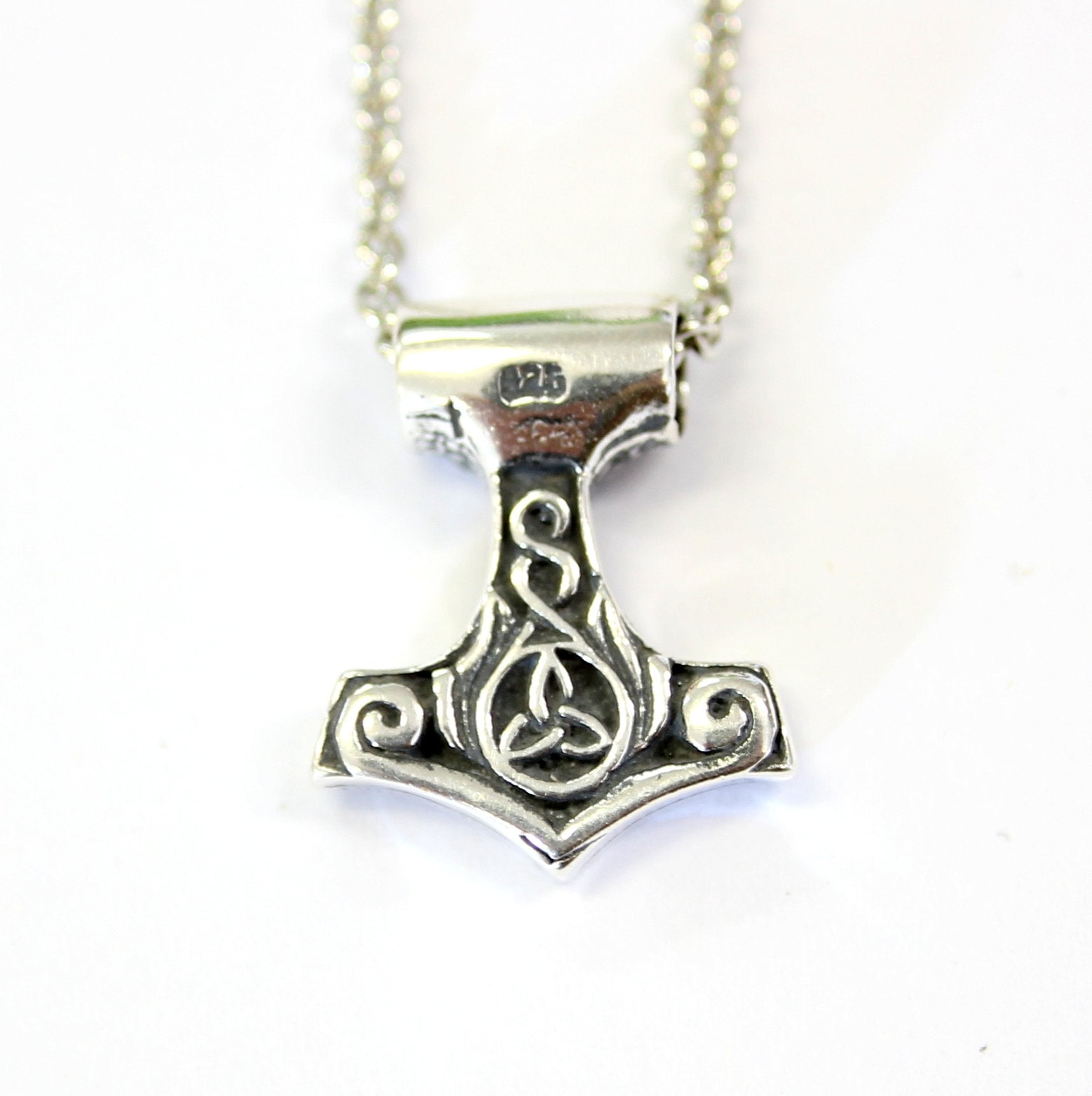 Ladies Mjolnir Necklace Ladies Thors Hammer in Solid Sterling Silver