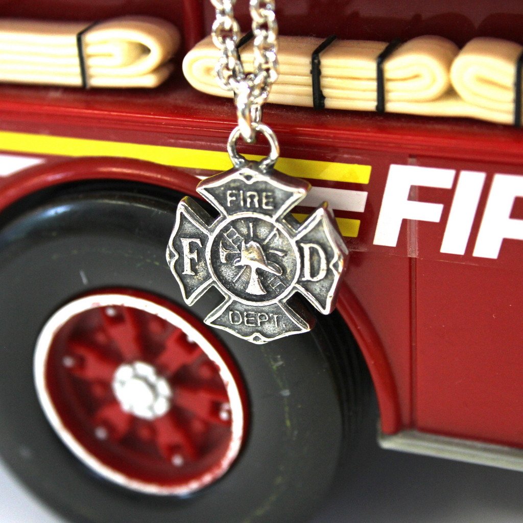 Firefighter Emblem Necklace Fire Dept. Pendant