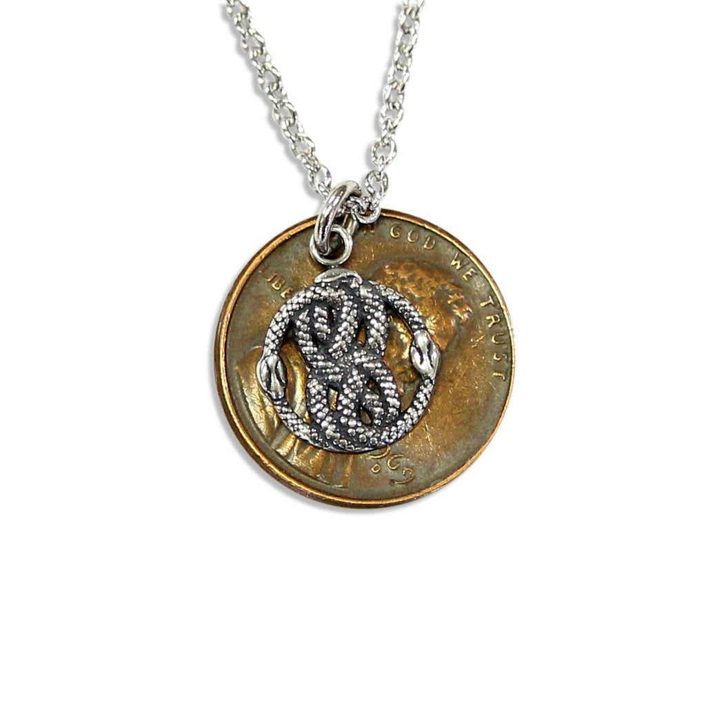 Tiny Sterling Silver Auryn Charm Pendant Necklace