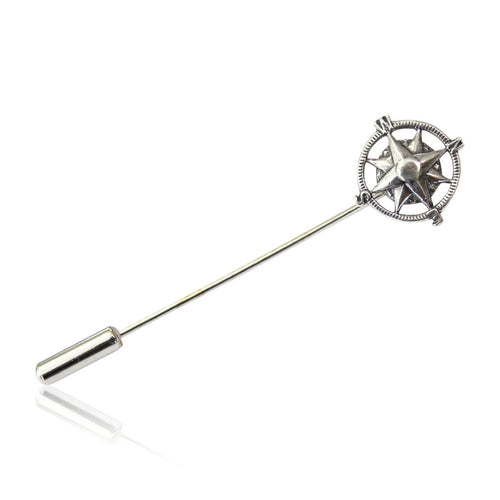 Compass Rose Stick Pin Sterling Silver Ascot Stickpin Lapel Pin
