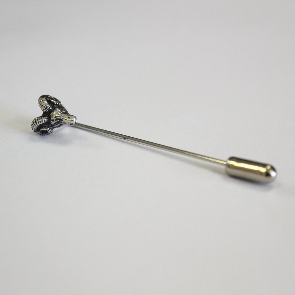 Ram Ascot Stickpin Stick Pin Lapel Sterling Pin