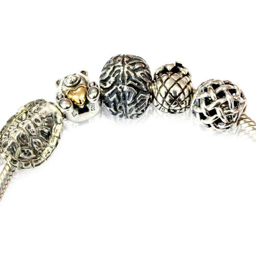 Anatomical Brain - 925 Sterling Silver European Style Charm Bead - Fits most Major Brands