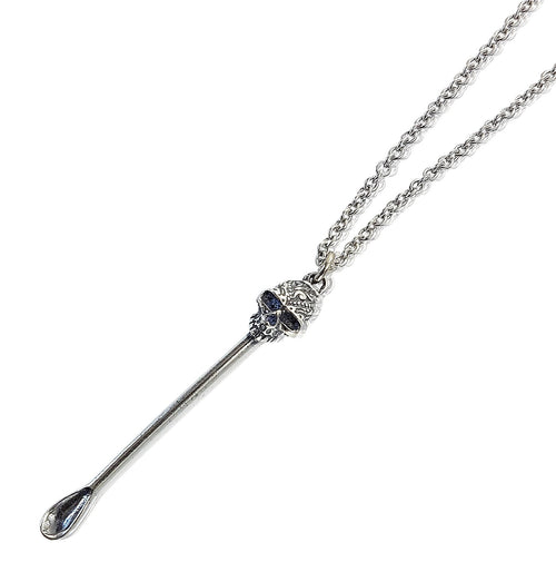 Sugar Skull Spoon Snuff Necklace Solid .925 Sterling Silver