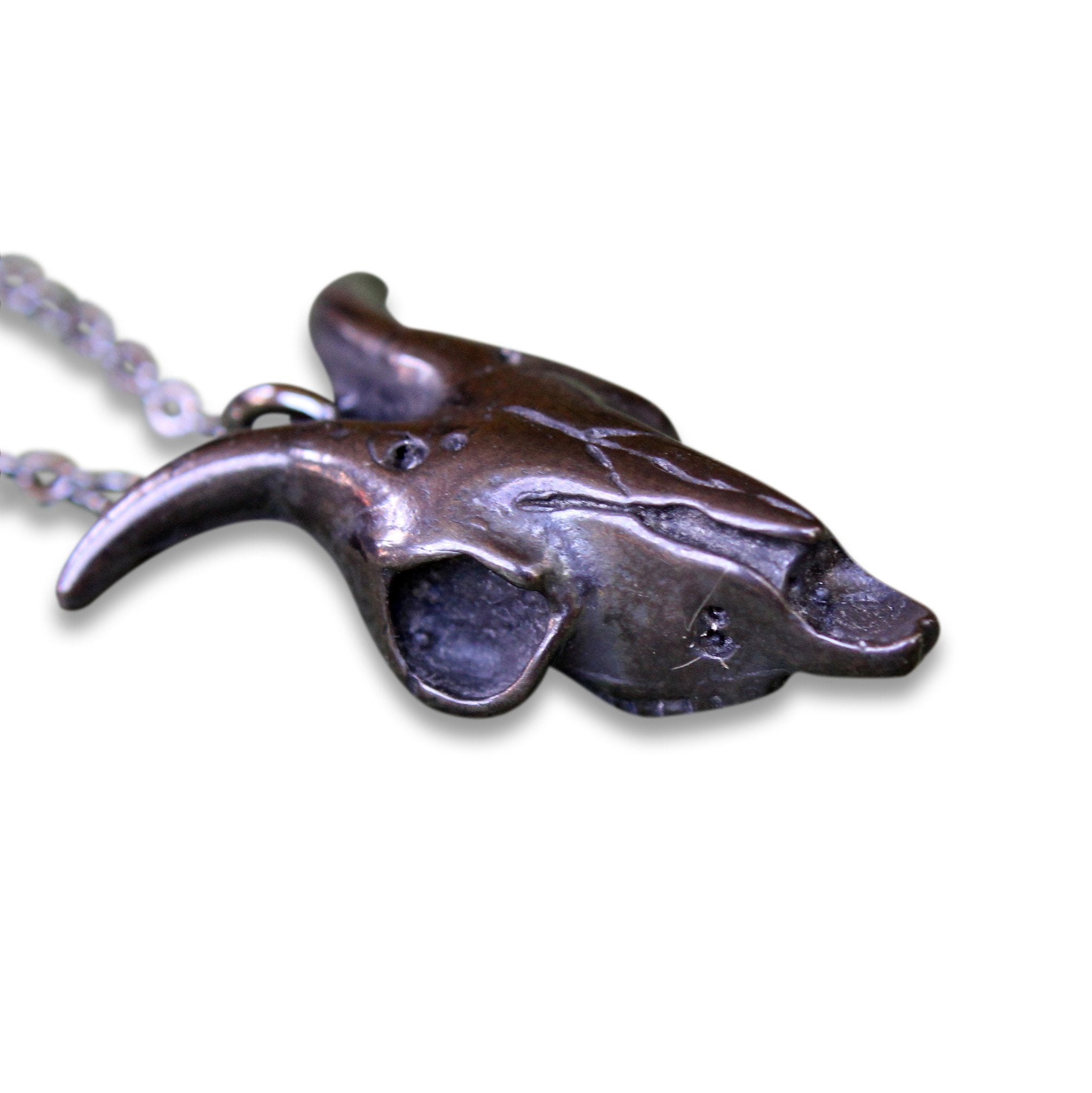 Black Ram Skull Necklace