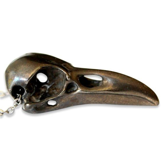 Black Raven Skull Necklace