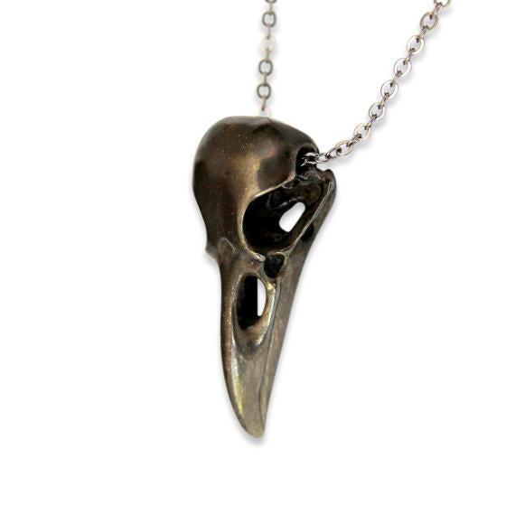 Black Raven Skull Necklace