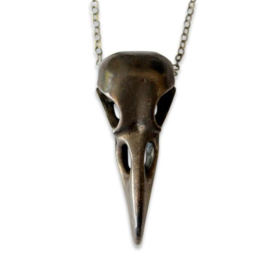 Black Raven Skull Necklace