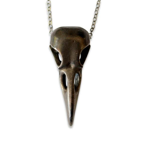Black Raven Skull Necklace