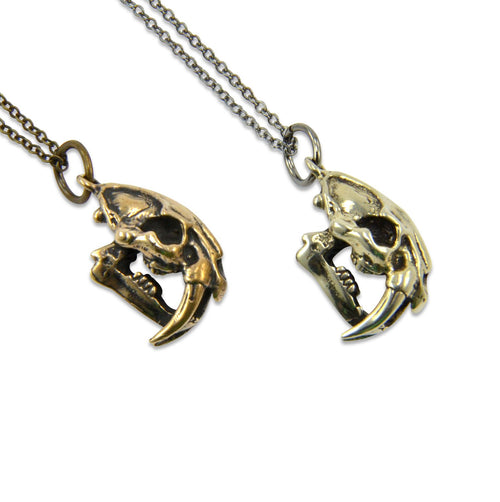 Saber Tooth Cat Skull Necklace