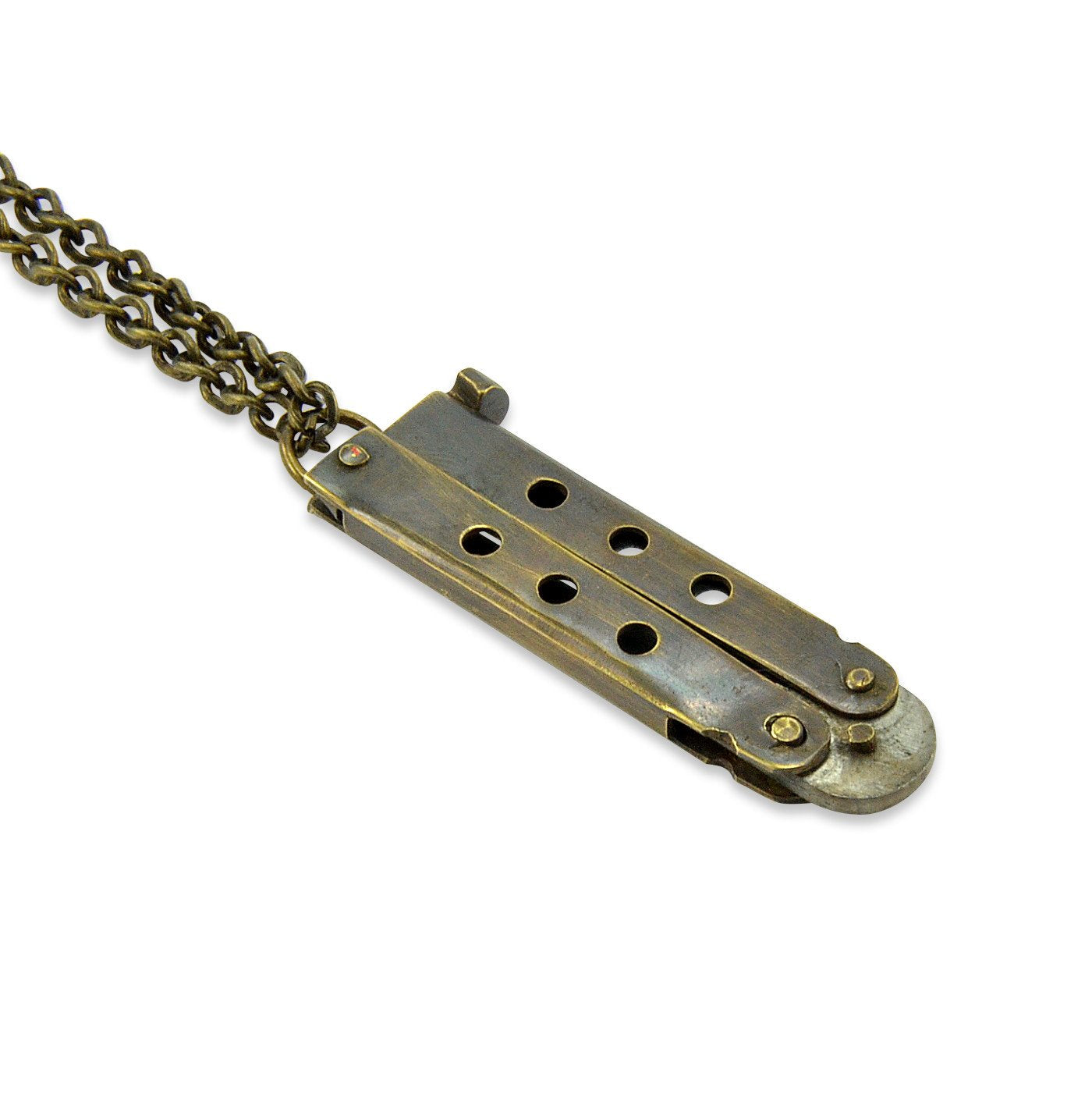 Vintage Street Fighters Brass Baby Butterfly  Knife Necklace
