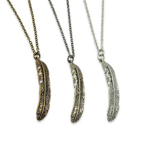 Raven Feather Pendant Necklace