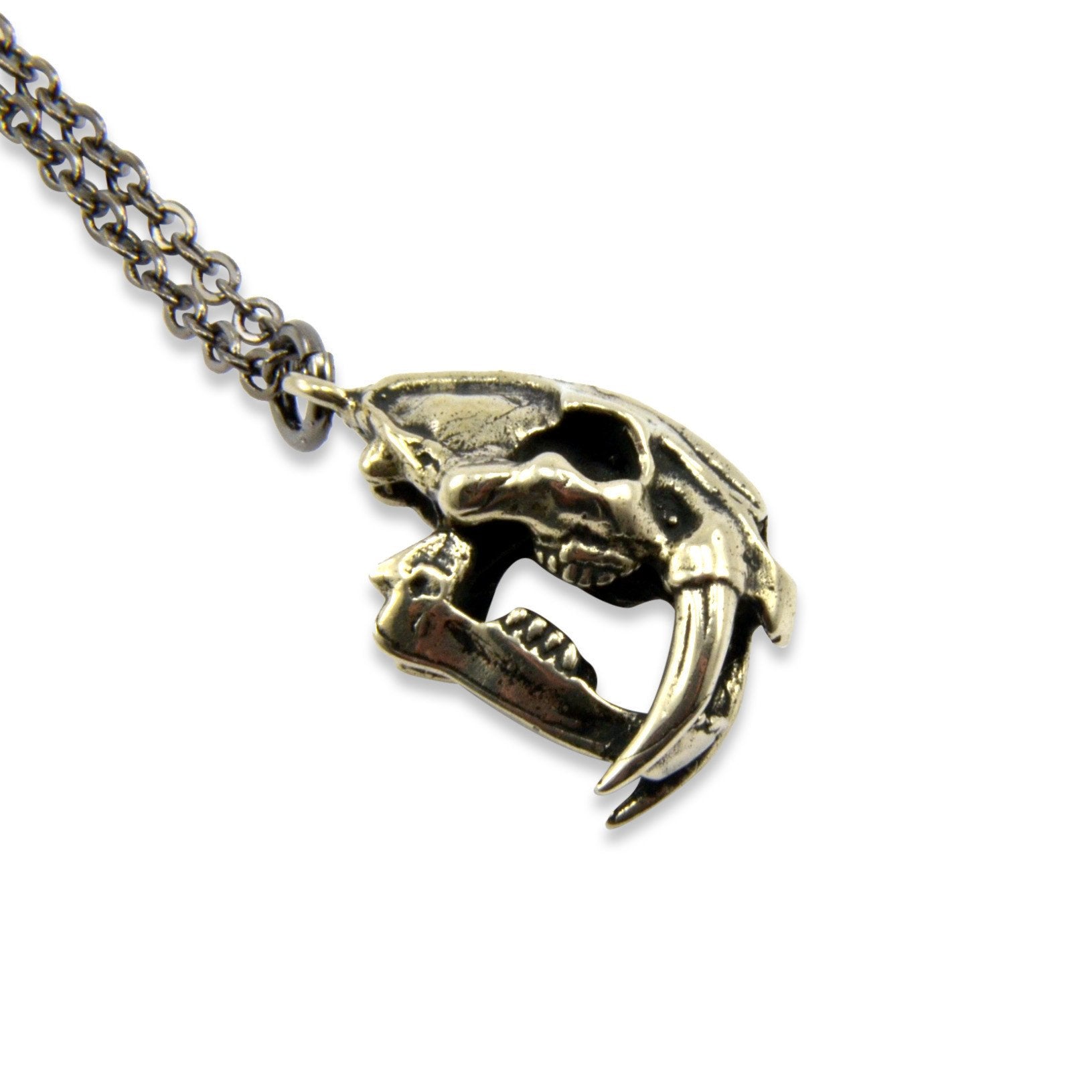 Saber Tooth Cat Skull Necklace