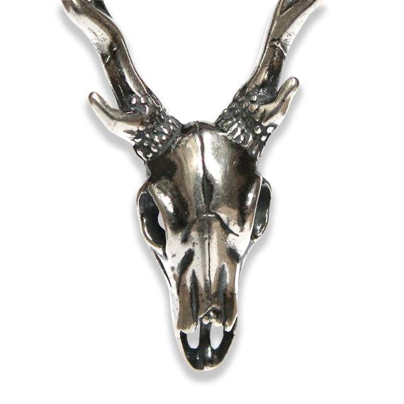 Sterling Deer Skull Pendant Necklace