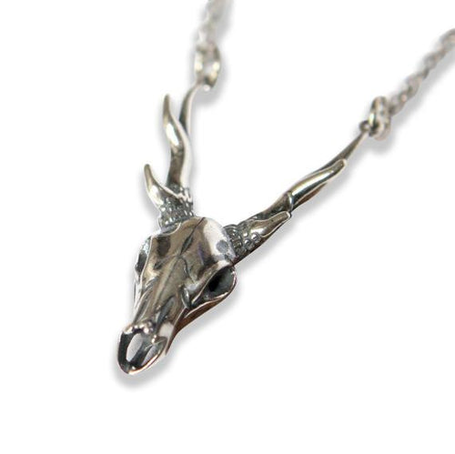 Sterling Deer Skull Pendant Necklace