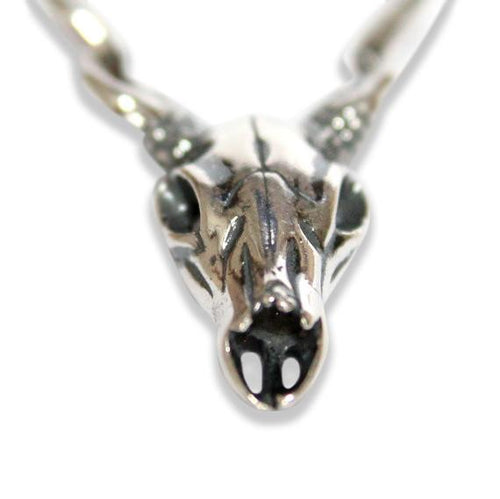 Sterling Deer Skull Pendant Necklace