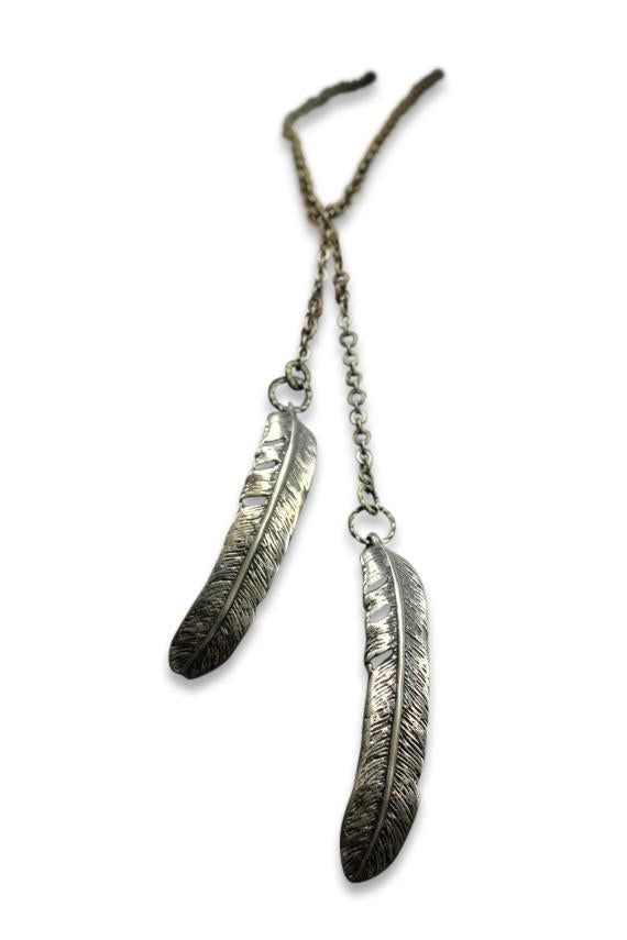 Raven Feather Lariat Necklace