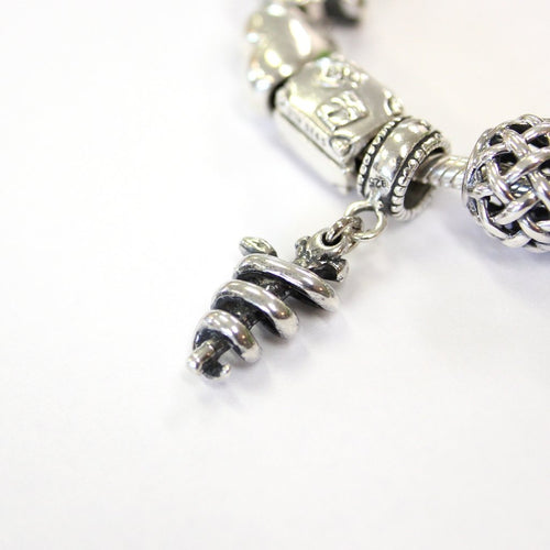 Rod of Asclepius Charm in Sterling Silver