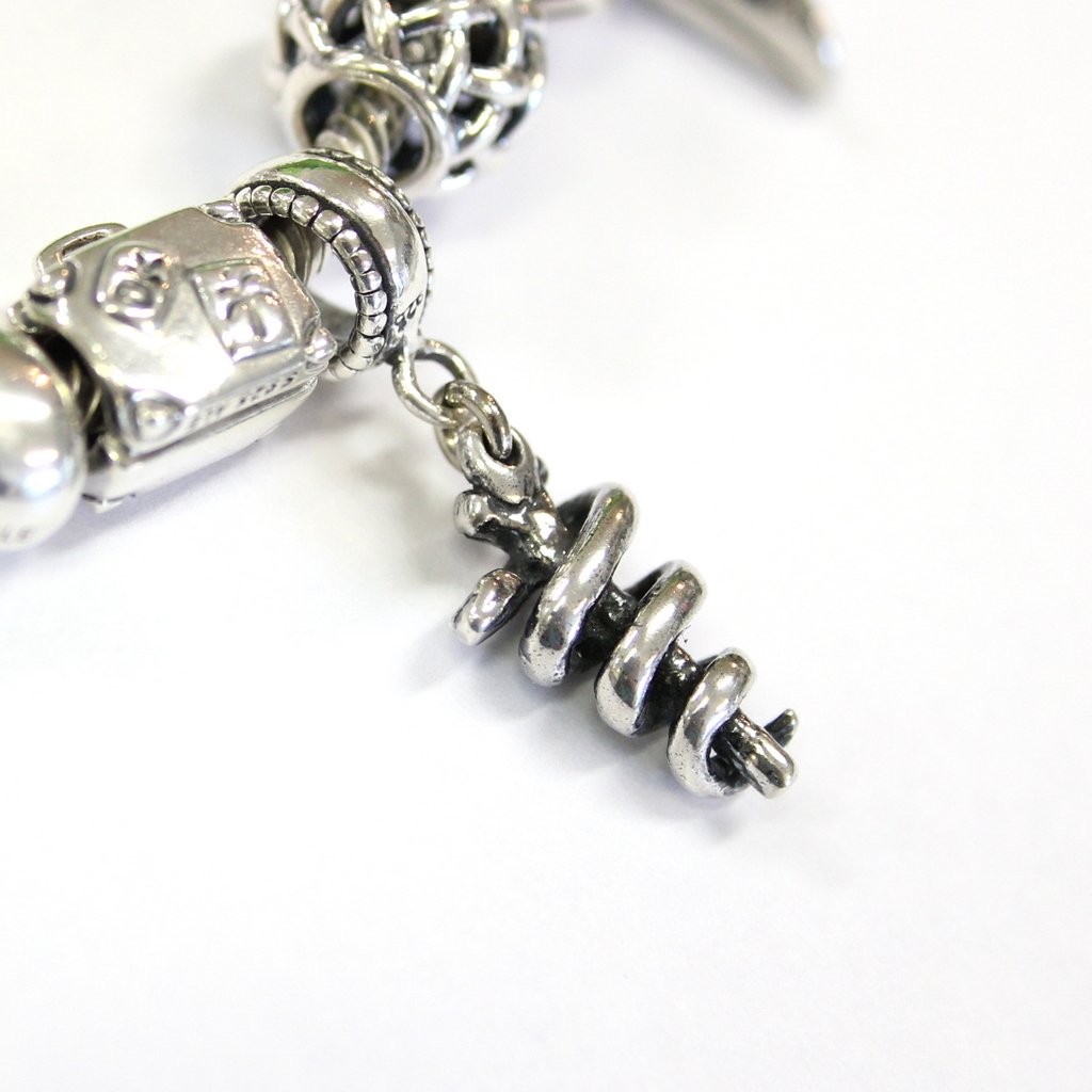 Rod of Asclepius Charm in Sterling Silver