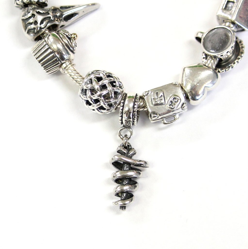 Rod of Asclepius Charm in Sterling Silver