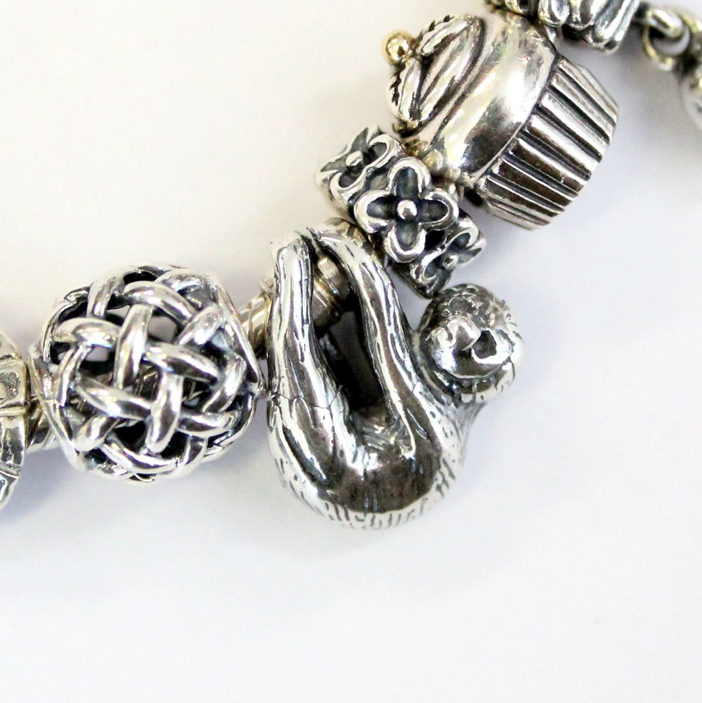Baby Sloth Charm in Sterling SIlver