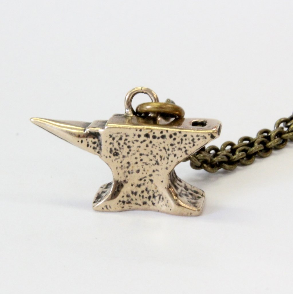 Solid Bronze Anvil Necklace Blacksmiths Anvil Pendant Anvil Jewelry