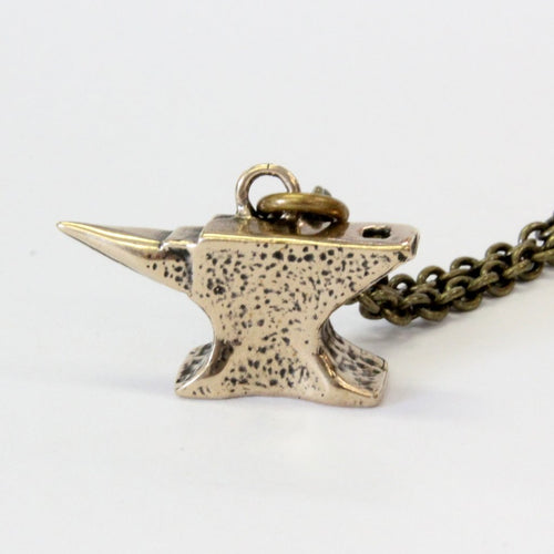 Solid Bronze Anvil Necklace Blacksmiths Anvil Pendant Anvil Jewelry
