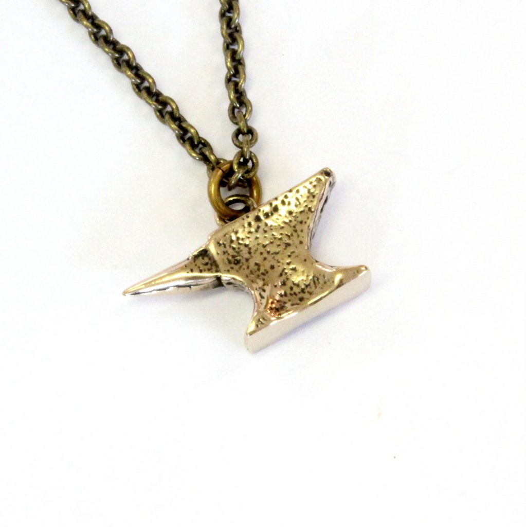 Solid Bronze Anvil Necklace Blacksmiths Anvil Pendant Anvil Jewelry