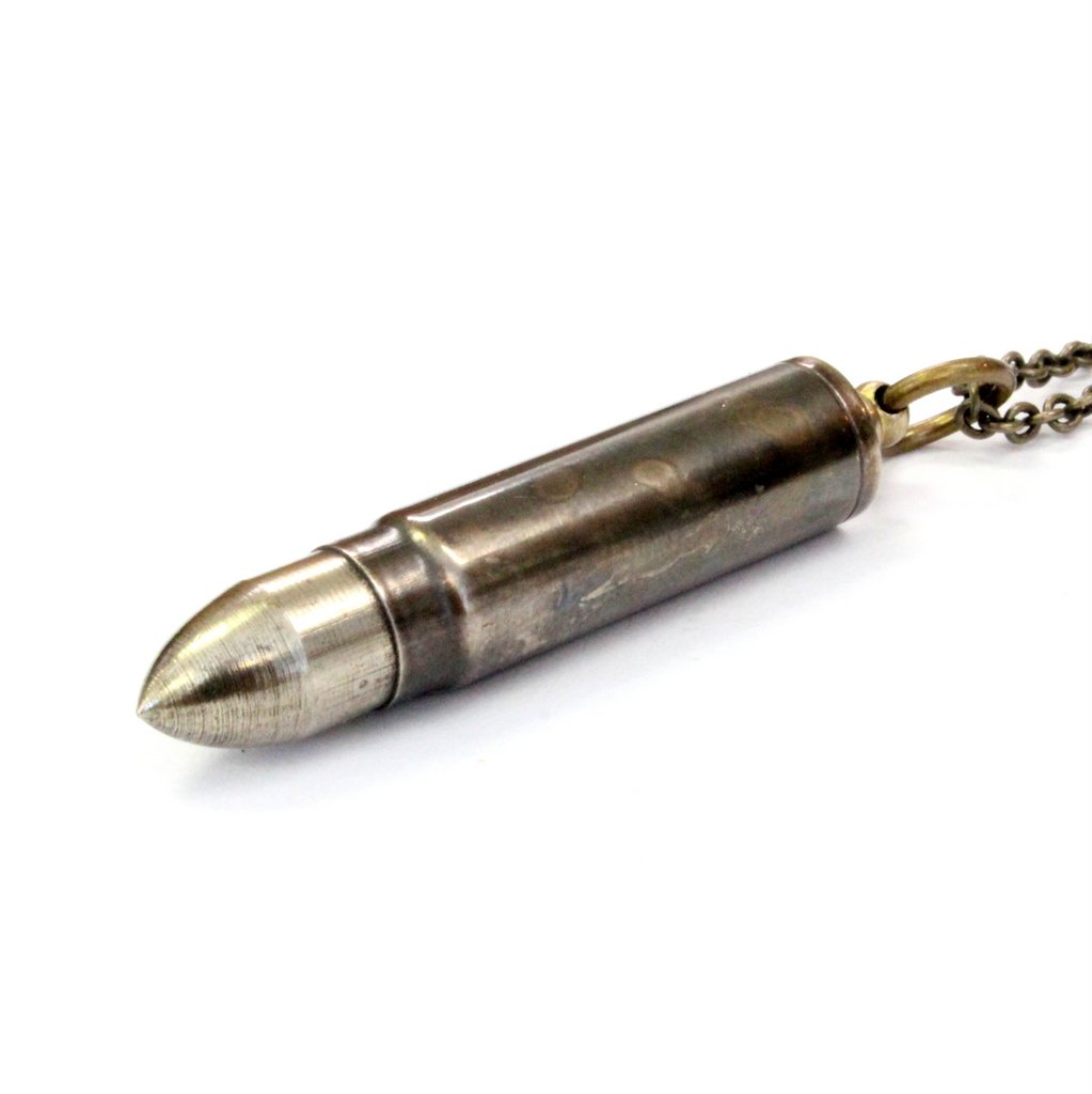 Bullet Spoon Canister Stash Necklace in Solid Brass